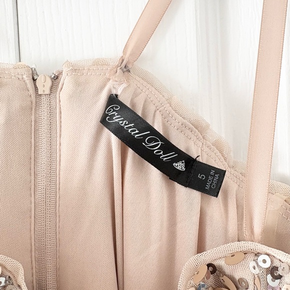 Crystal Doll Champagne Sequin Homecoming Dress - Picture 7 of 7